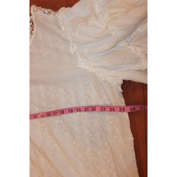 Maette Bohemian Ivory Crochet Lace Bell Sleeve Blouse 2X Womens Top - Picture 6 of 7